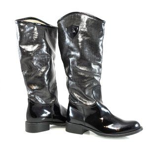 NEW$685 Aquatalia Waterproof Patent Leather Rain Tall Riding Pull-On Boots 6